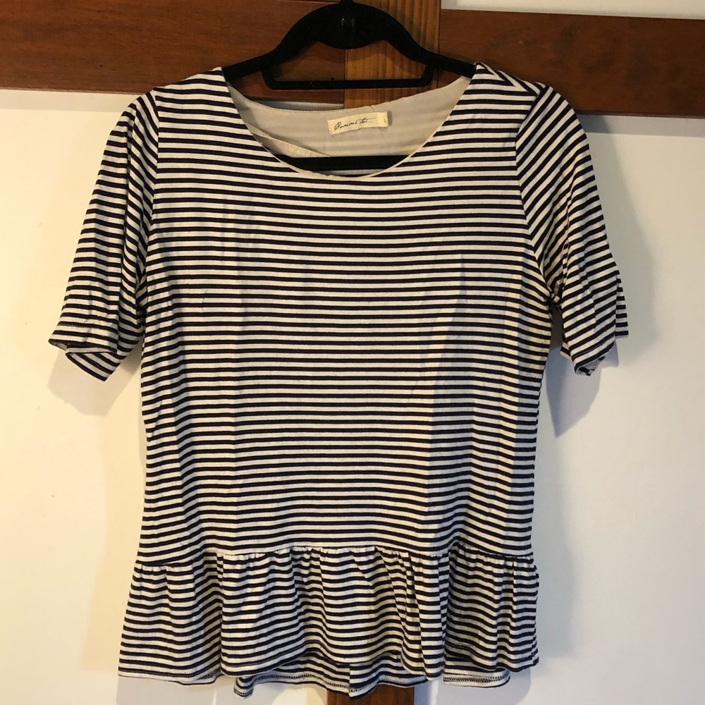 Blue & White striped peplum blouse